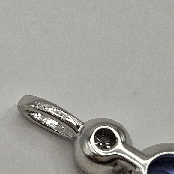 Sterling silver Tanzanite & Diamond 925 bezel set Pendant Charm - Picture 6 of 10